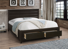 IF-421 Espresso Wood Platform Bed w/ Storage Drawers