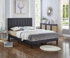 IF-5360 Black PU Adjustable Headboard Platform Bed