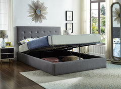 IF-5445 Grey Fabric Platform Bed w/ Hydraulic Lift Storage