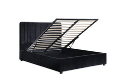 BR897 - Black Fabric Platform Bed w/ Hydraulic Lift Storage