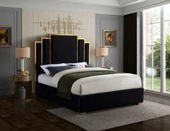 Chloe Black Velvet Platform Bed