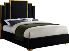 Chloe Black Velvet Platform Bed