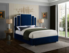 Chloe Blue Velvet Platform Bed