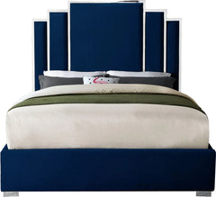 Chloe Blue Velvet Platform Bed