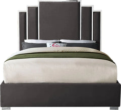 Chloe Grey Velvet Platform Bed