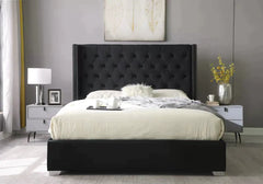 Clara Black Velvet Tufted Platform Bed