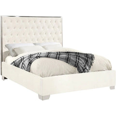 Violet White PU Tufted Platform Bed