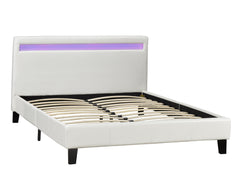 LX688 White PU Platform Bed w/ LED Headboard