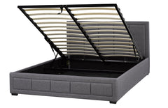 Westley Grey Fabric Platform Bed w/ Hydraulic Lift Storage