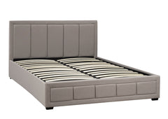 Westley Beige Fabric Platform Bed w/ Hydraulic Lift Storage