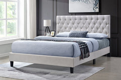 New York Beige Fabric Platform Bed