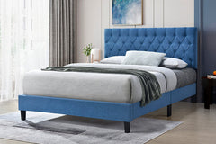 New York Blue Fabric Platform Bed