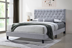 New York Grey Fabric Platform Bed