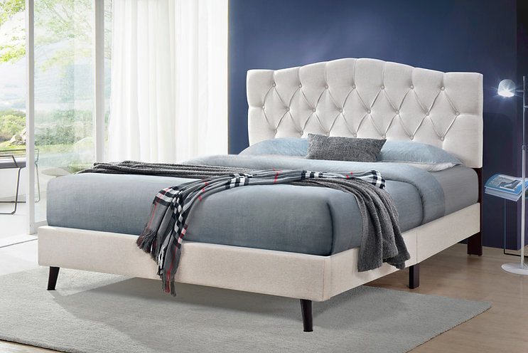 Sarah Beige Fabric Platform Bed