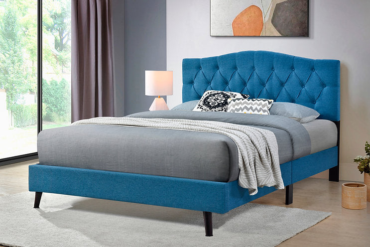 Sarah Blue Fabric Platform Bed