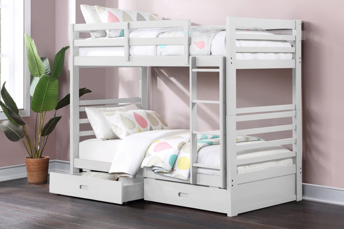 T-2710W White Wood Bunk Bed (Twin/Twin)