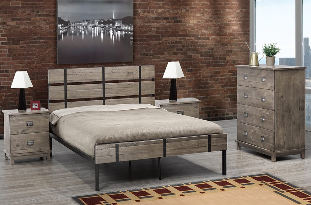 T-2337G Distressed Grey Wood Bedroom Collection