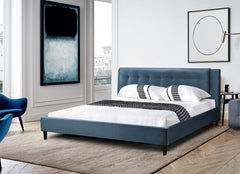 ZX-363 - Teal Fabric Tufted Platform Bed