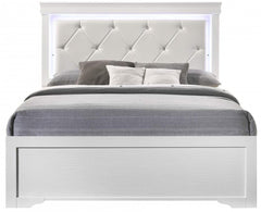 Brooklyn White Wood Bed Frame w/ LED Lights