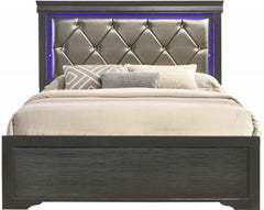 Brooklyn Metallic Grey Wood Bed Frame w/ LED Lights