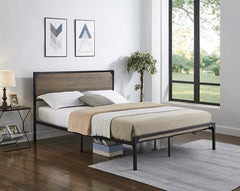 IF-5220 Steel Platform Bed w/ Wooden Headboard Panel