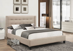 IF-188 Beige Linen Platform Bed