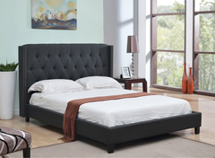 IF-5800 Charcoal Linen Tufted Platform Bed