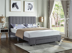 IF-5483 Grey Fabric Platform Bed w/ Storage Drawer