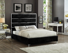 IF-5881 Black Velvet Platform Bed