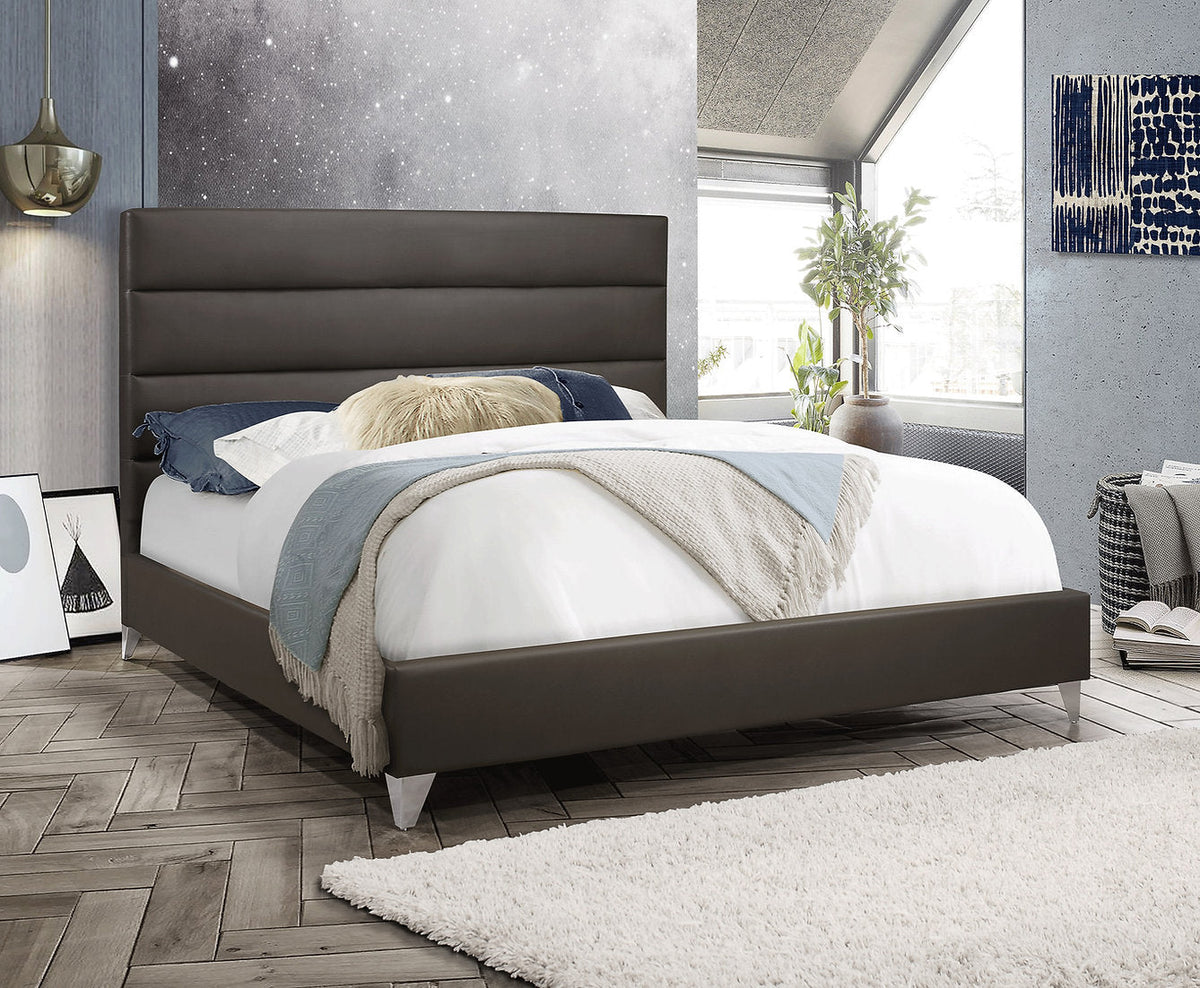 IF-5236 Grey PU Horizontal Tufted Platform Bed