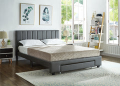 IF-5481 Grey PU Platform Bed w/ Storage Drawer