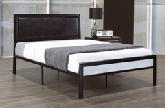 IF-148 Black Steel Platform Bed w/ Black PU Panel