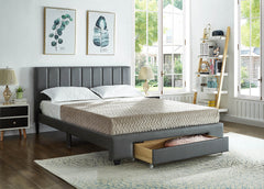 IF-5481 Grey PU Platform Bed w/ Storage Drawer