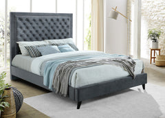 IF-5680 Charcoal Deep Tufted Platform Bed