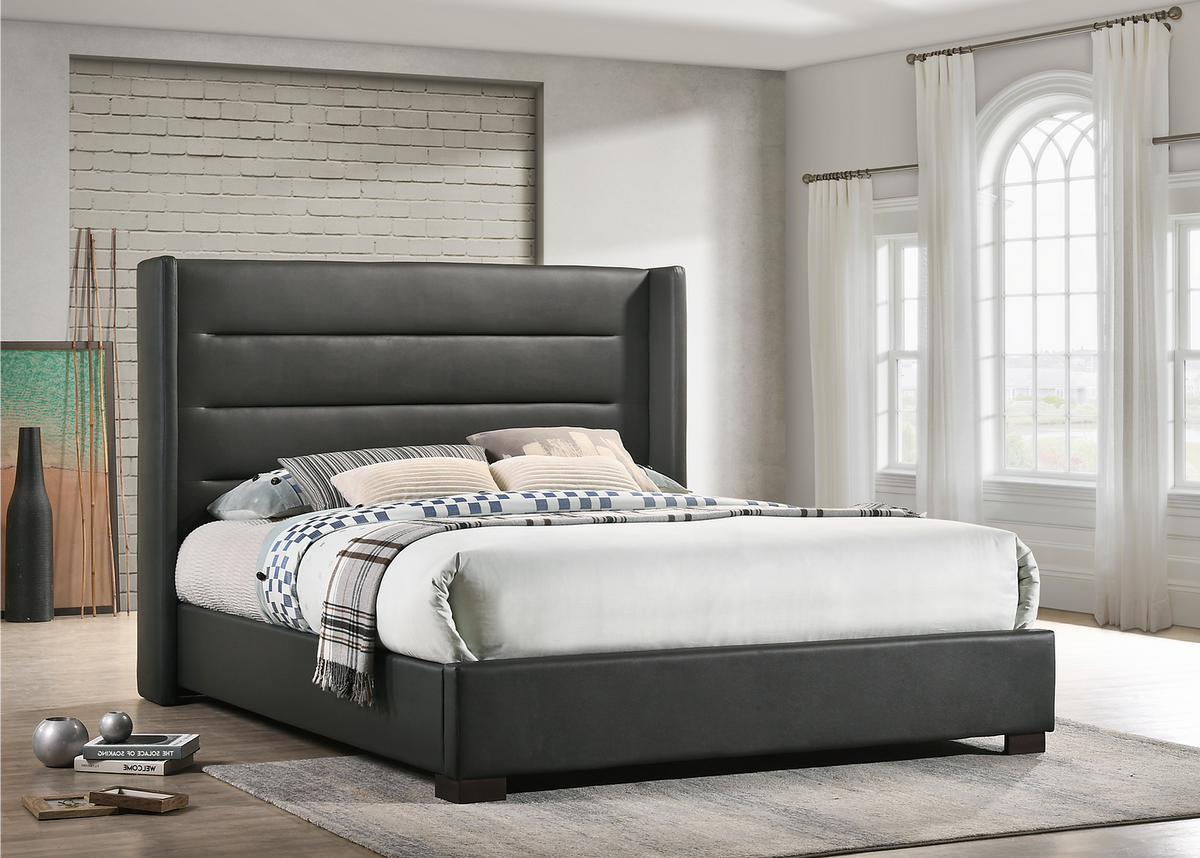 IF-5242 Grey PU Wing Platform Bed