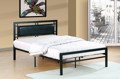 IF-141B Black Steel Platform Bed w/ Black PU Panel