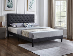 IF-5380 Black PU Adjustable Headboard Platform Bed