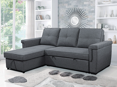 IF-9040 Dark Grey Fabric Sofa Bed Reversible Sectional w/ Storage & Bed