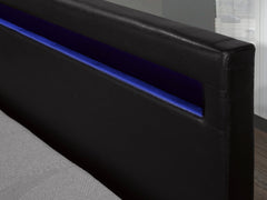 Dhara Black PU Platform Bed w/ LED Headboard