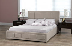 Westley Beige Fabric Platform Bed w/ Hydraulic Lift Storage