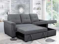 IF-9040 Dark Grey Fabric Sofa Bed Reversible Sectional w/ Storage & Bed