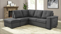 Soho Dark Grey Fabric Sofa Bed Sectional w/ Storage Ottoman