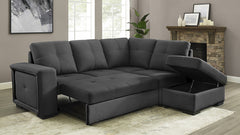 Soho Dark Grey Fabric Sofa Bed Sectional w/ Storage Ottoman