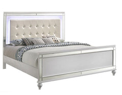 Sterling White Wood Bed Frame w/ LED Lights