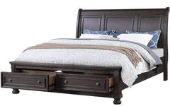 Baltimore Charcoal Wood Bed Frame w/ Storage Drawers